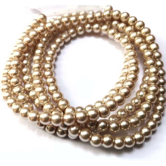 Beads / Glass Pearl Beads - 4mm - champaign -50 single pcs  / Beads for crafting