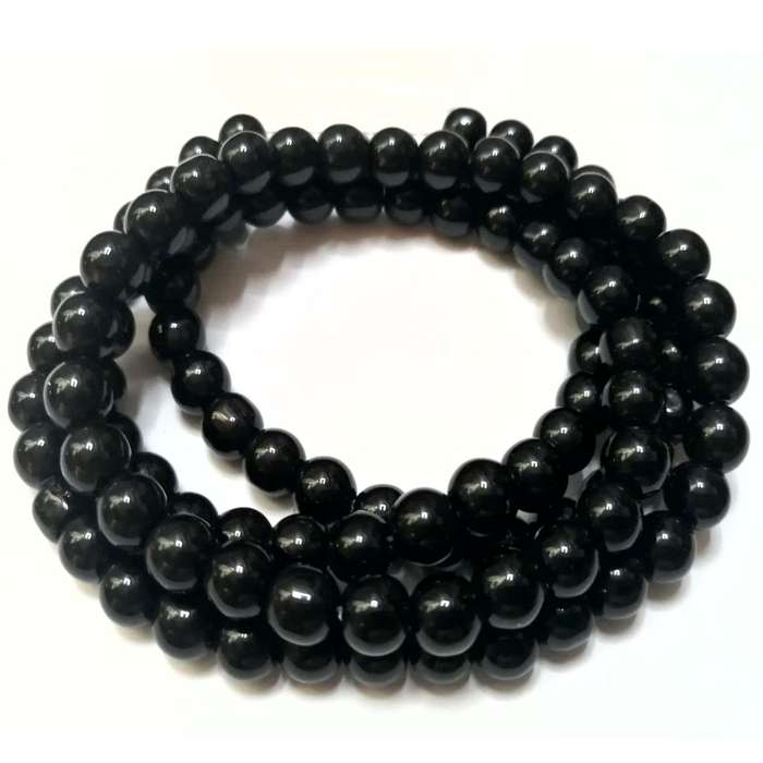 Beads / Glass Pearl Beads - 8mm - black -15 single pcs     / Beads for crafting