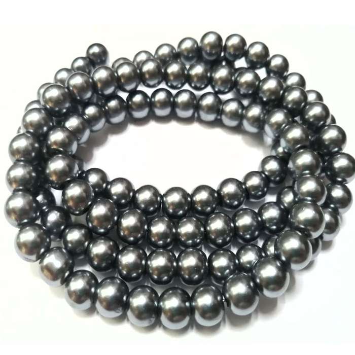 Beads / Glass Pearl Beads - 8mm - grey 15 single pcs      / Beads for crafting