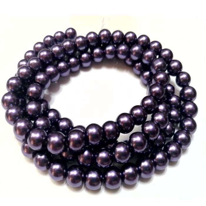 Beads / Glass Pearl Beads - 8mm - purple +/-105 pcs string     / Beads for crafting