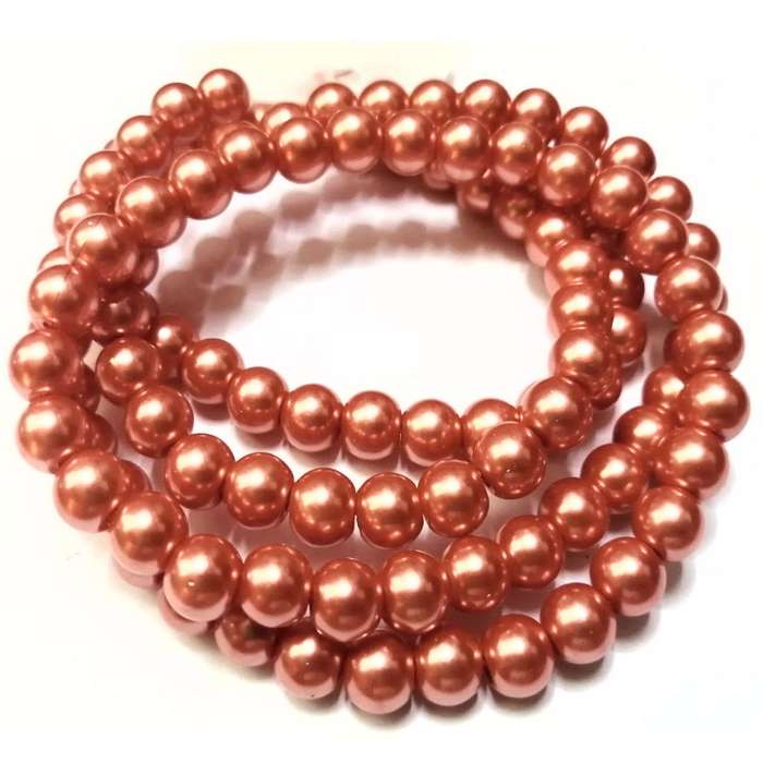 Beads / Glass Pearl Beads - 8mm - salmon orange 15 single pcs      / Beads for crafting