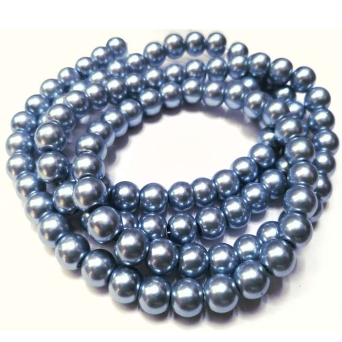 Beads / Glass Pearl Beads - 8mm - light blue 15 single pcs     / Beads for crafting