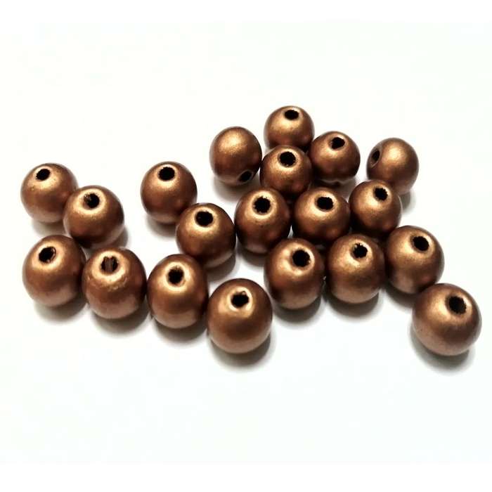 Beads / Wooden Beads - Copper color- 20pcs - 10mm / Beads for crafting