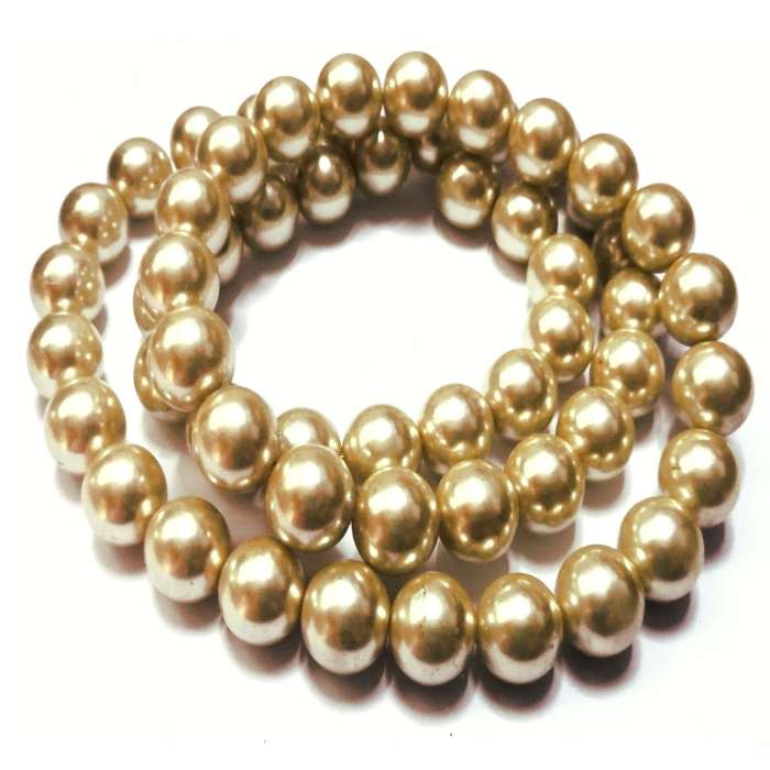 Beads / Glass Pearl Beads - 14mm  - CREME YELLOW - 6pcs / Beads for crafting