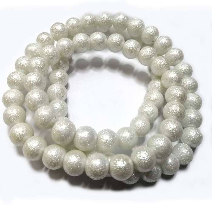 Beads / Glass Beads +/-75pcs string -12mm ball -structured surface- white / Beads for crafting