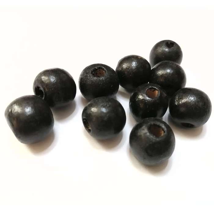Beads / Wooden Beads - black - 10pcs - 14mm / Beads for crafting