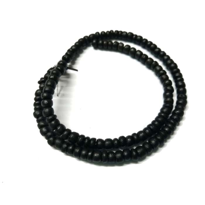 Beads / Coconut Wooden Beads - BLACK -4mm- String +/-38cm / Beads for crafting