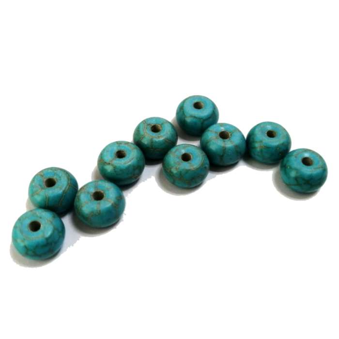 Beads / Howlite  Stone Beads - turquoise - 10pcs  - 8x5mm -rondel / Beads for crafting