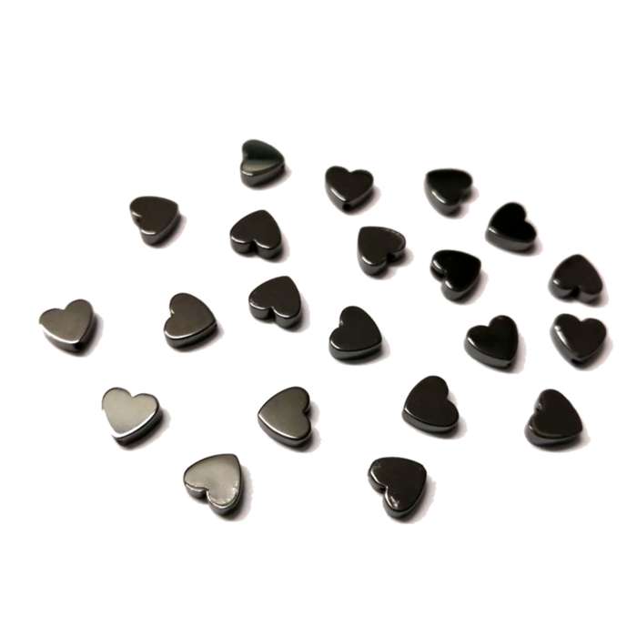 Beads - Hematite Beads - Heart shape- 20pcs - 6mm-     2mm high / Beads for crafting