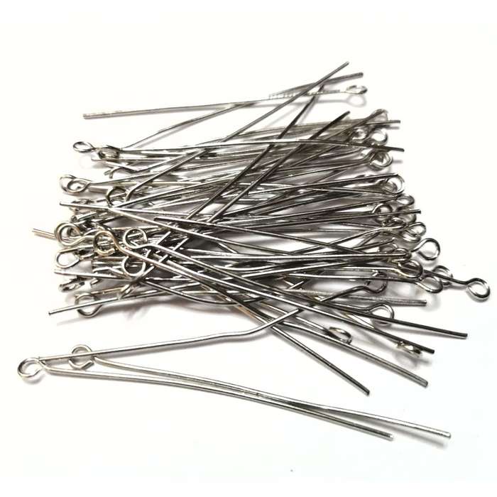 Findings / Eye Pin - 50pcs  - 50mm - Rhodium Color / Findings for crafting