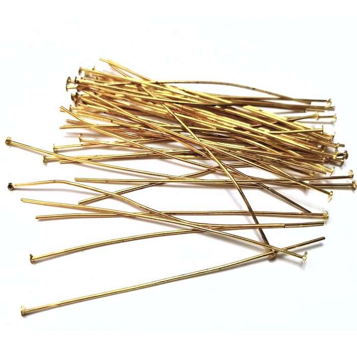 Findings / Head Pin - 50pcs  - 70mm - Gold Color / Findings for crafting