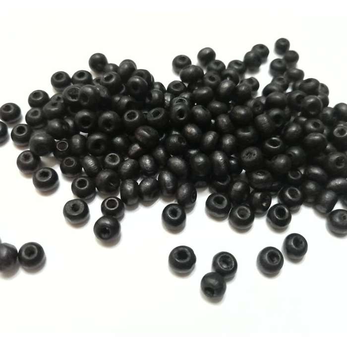 Beads / Wooden Beads - black- 200pcs - 4x5mm / Beads for crafting