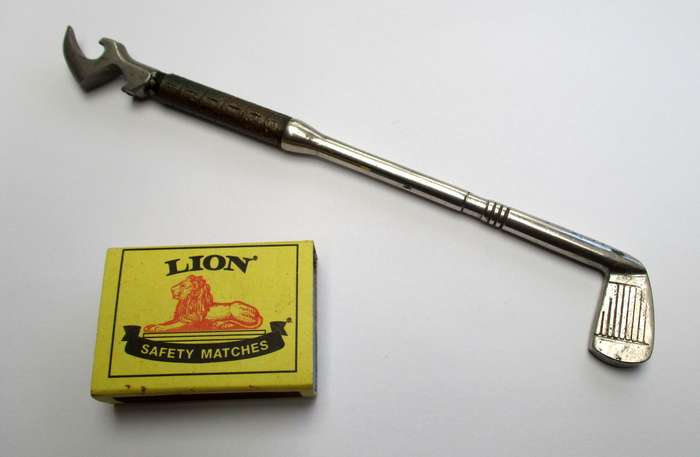Vintage Bottle Opener - Golf Club - Steel & brass - marked - Foreign