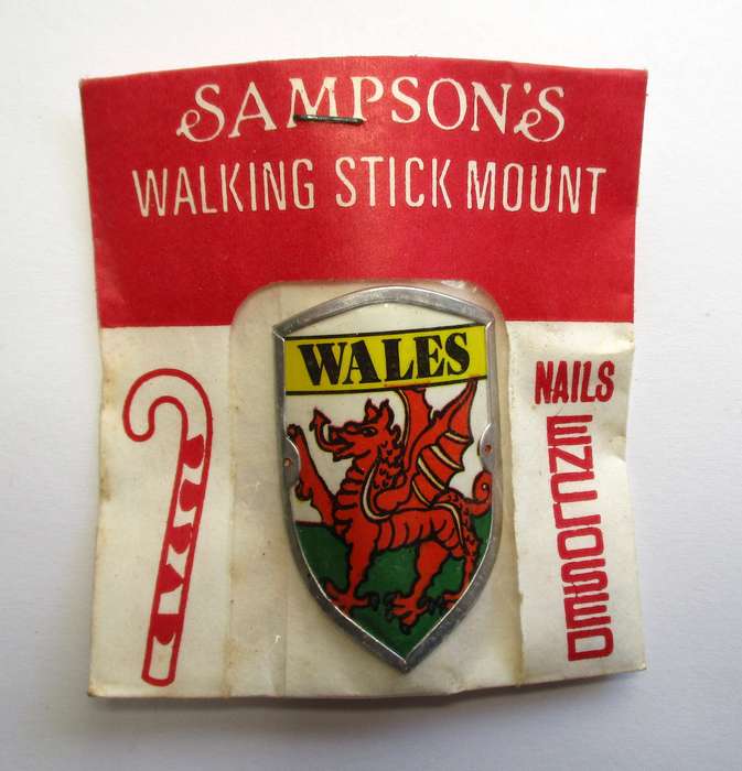 Vintage Walking Stick mount / badge - Sampson's Badges - Wales