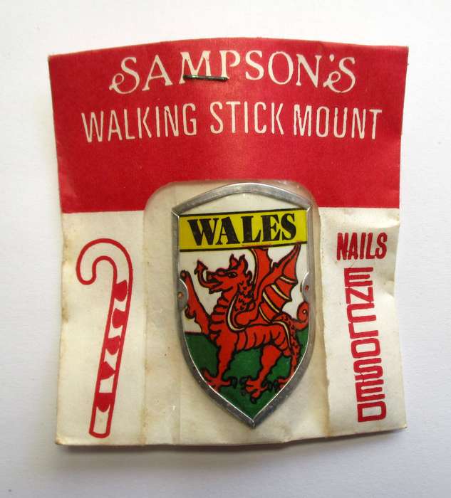 Vintage Walking Stick mount / badge - Sampson's Badges - Wales