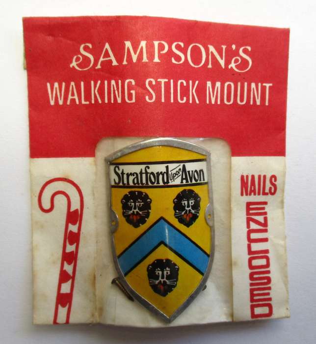 Vintage Walking Stick mount / badge - Sampson's Badges - Stratford upon Avon