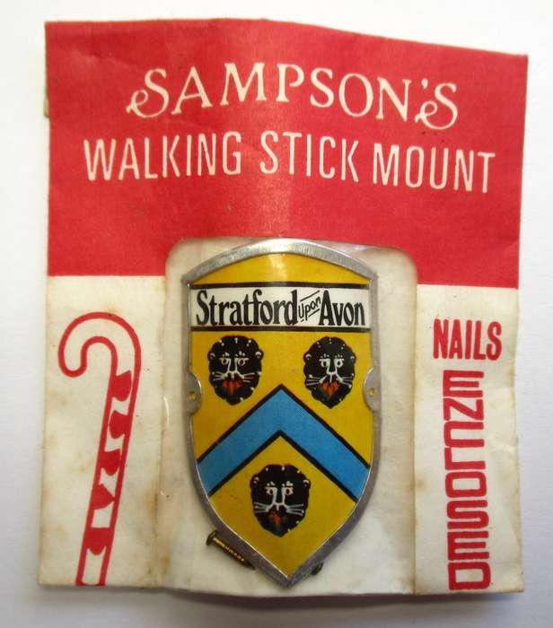 Vintage Walking Stick mount / badge - Sampson's Badges - Stratford upon Avon