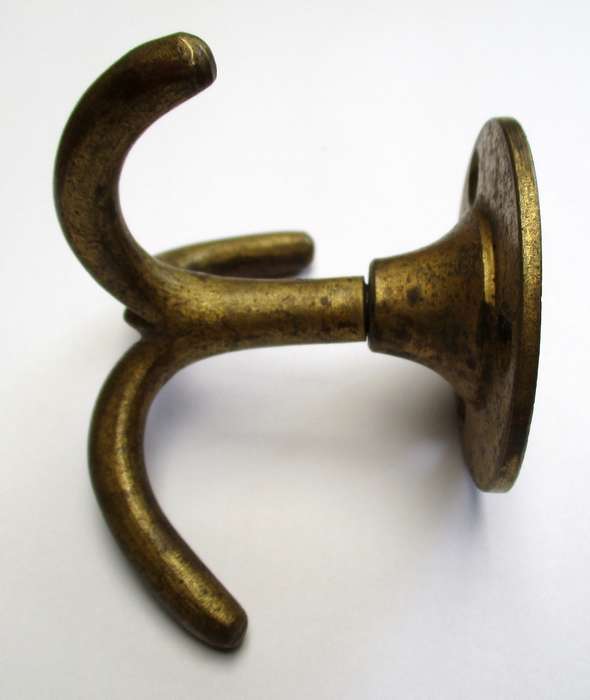 Antique / vintage rotating triple brass hook