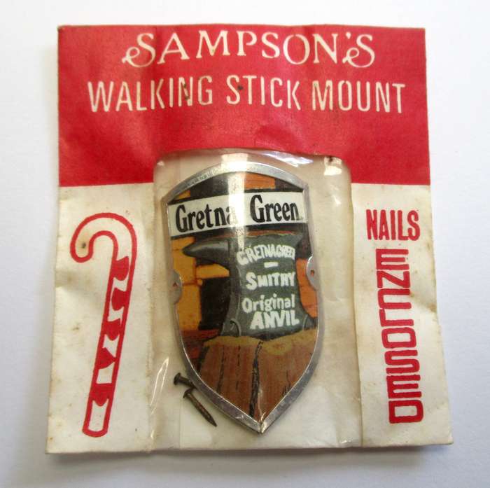 Vintage Walking Stick mount / badge - Sampson's Badges - Gretna Green - Gretna Green Smithy