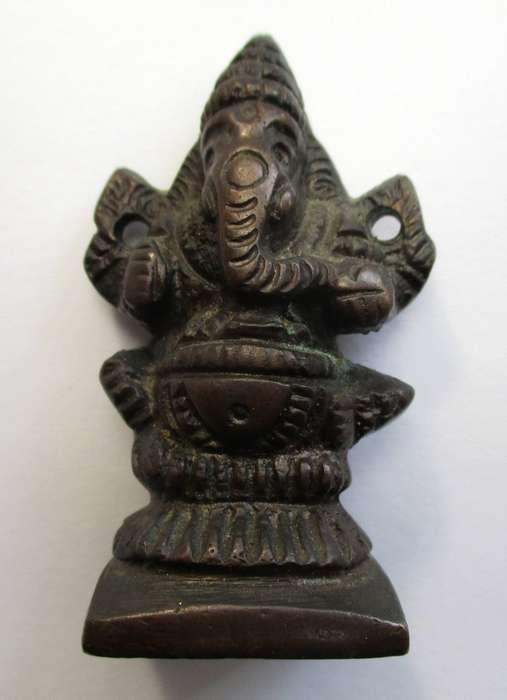 Vintage Ganesha Bronze Statue - shrine figure