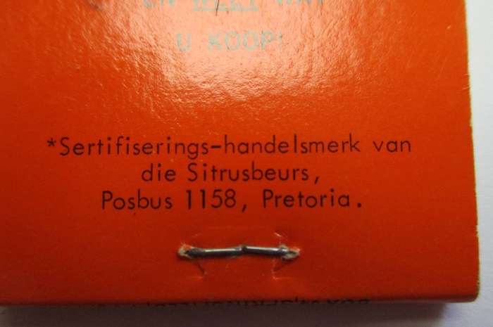 Vintage Matchbook - South African - Lemoensap