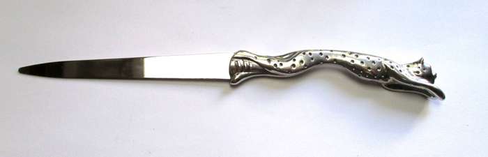 Diana Carmichael Cheetah Letter opener in original box - good condition.