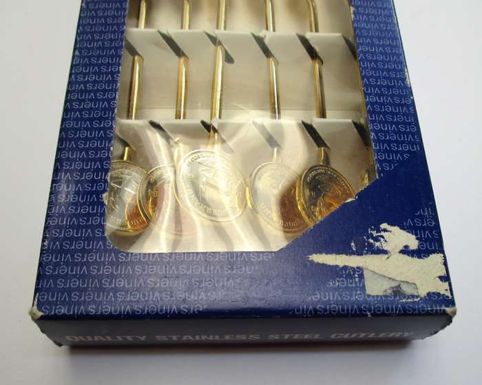 Viners Stainless Steel Cutlery - Kruger Rand Forks - gold plated