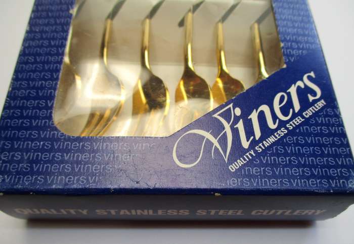 Viners Stainless Steel Cutlery - Kruger Rand Forks - gold plated