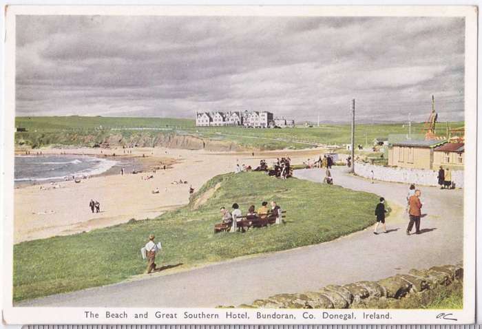 Vintage post card - The Beach & Great Southern Hotel, Bendoran, Co. Donegal, Ireland