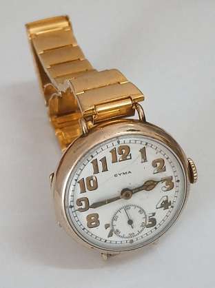 Antique Cyma hand winding Mens gold plated wristwatch