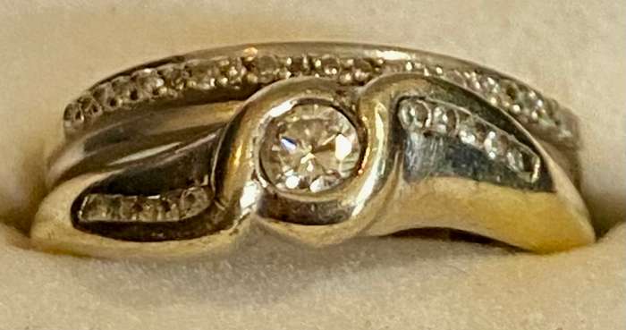 9ct white gold ring with Diamonds with eternity band with diamonds