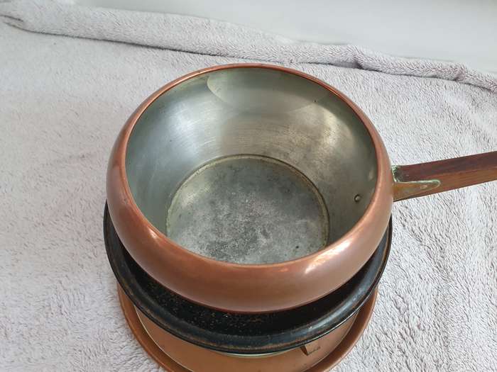 Vintage Copper Fondue Pot with Stand and Burner