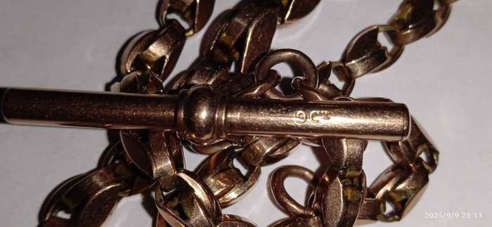 Victorian Antique Rare 9ct Solid Gold Albert Pocket/Fob Watch Chain with Tulip Links