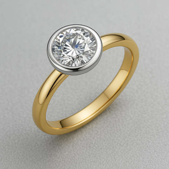 2ct Moissanite Bezel Setting Ring