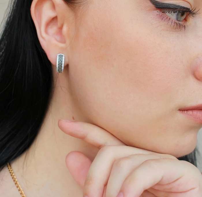 925 Silver Black Spinel Earrings