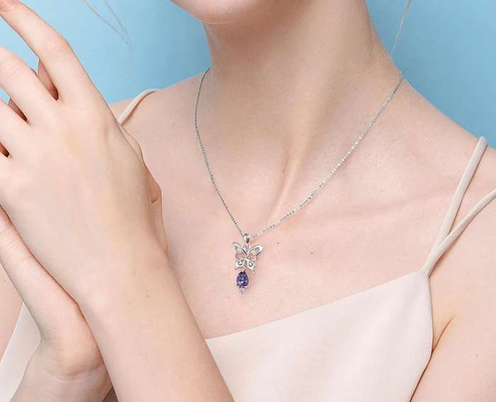 SPECIAL -925 Silver Austrian Crystal Butterfly Necklace