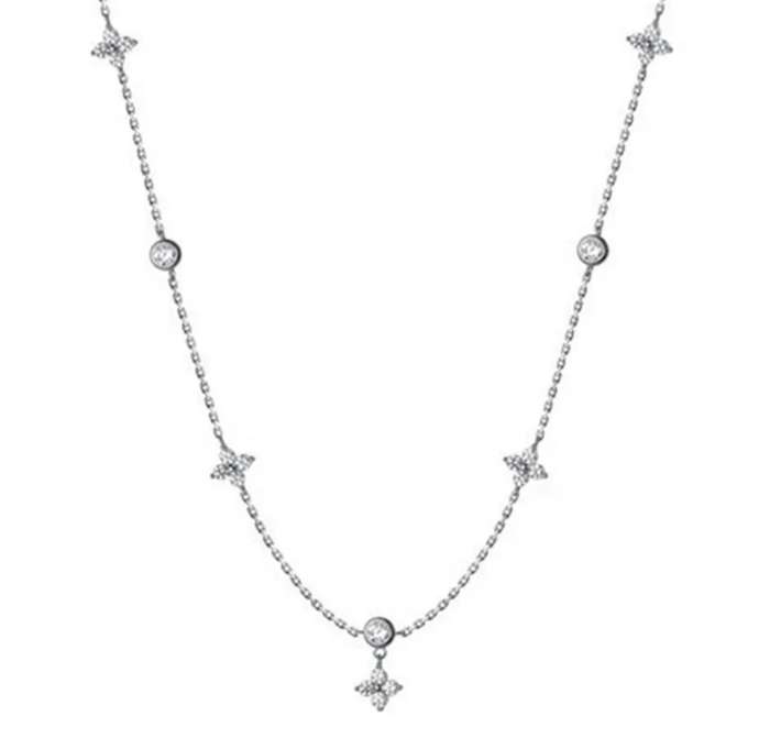 925 Silver Four Leaf Flower Necklace and Earrings