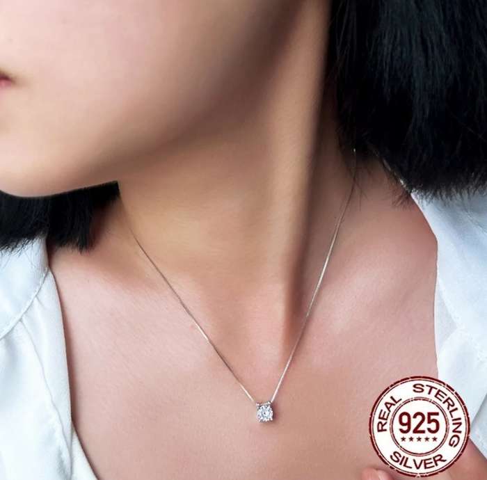 925 Silver CZ  Slider Necklace