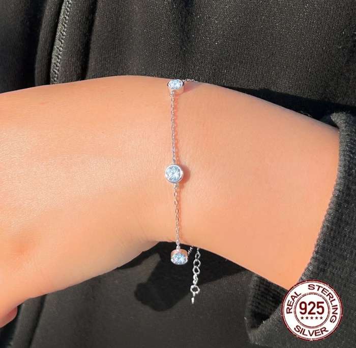Sterling Silver Bezel Setting CZ Bracelet