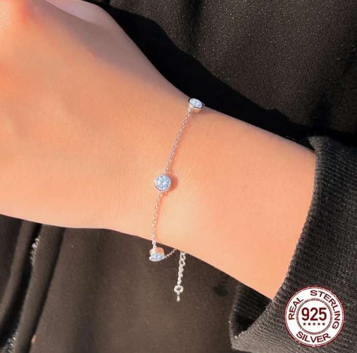 Sterling Silver Bezel Setting CZ Bracelet