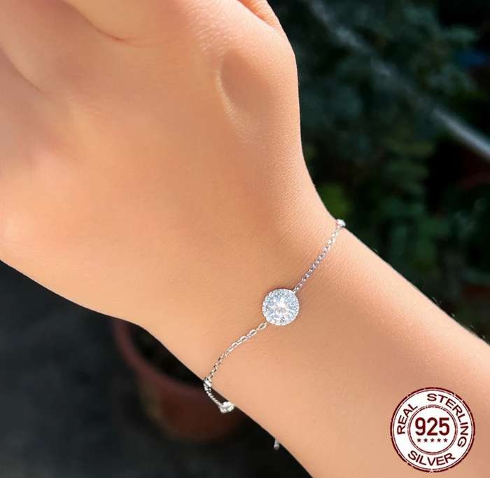 Sterling Silver Brilliant Round Cut Cubic Zirconia Bracelet