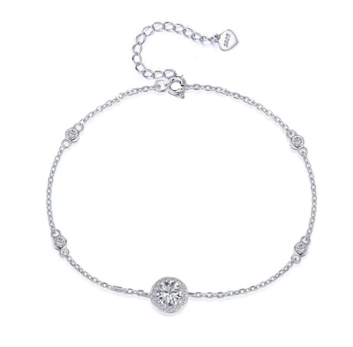 Sterling Silver Brilliant Round Cut Cubic Zirconia Bracelet