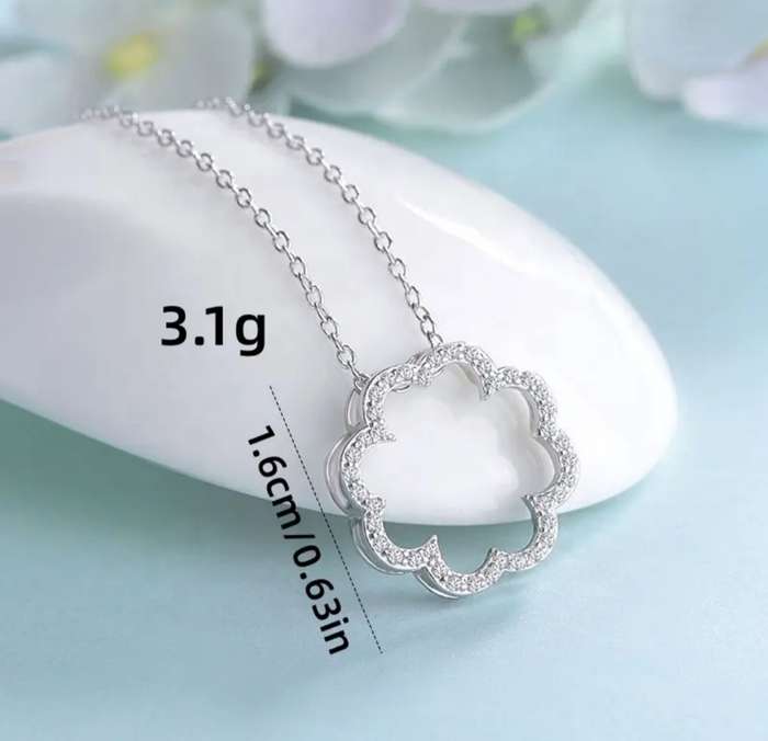 925 Silver Scrunched Scallops CZ Necklace