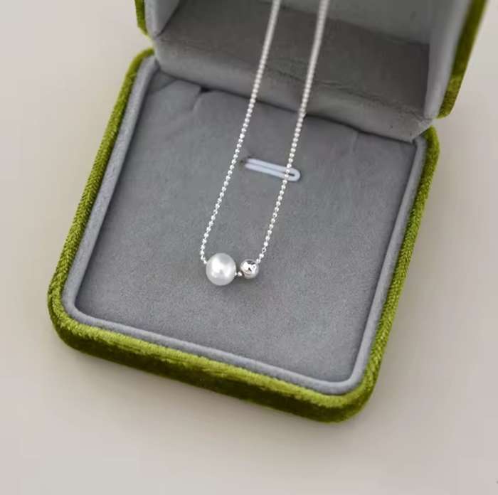 925 Silver Fresh Water Pearl Slider Necklace