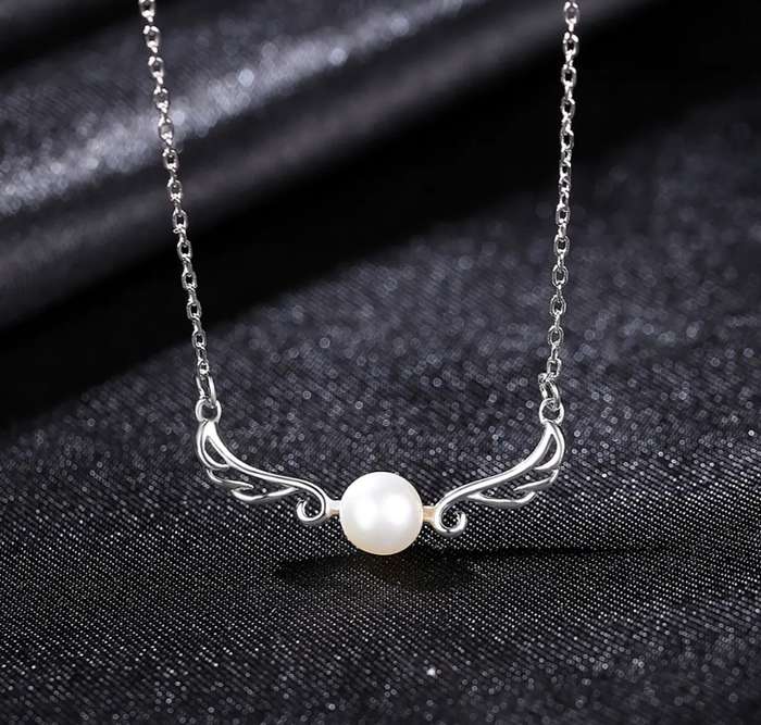 SPECIAL - 925 Silver Angel Wing Pearl Necklace