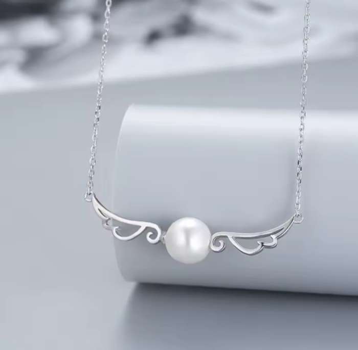 SPECIAL - 925 Silver Angel Wing Pearl Necklace