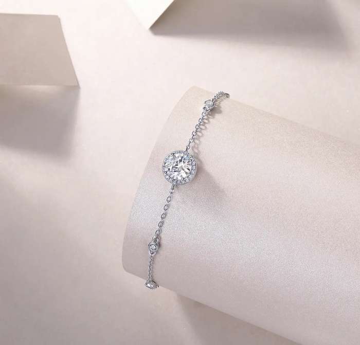Sterling Silver Brilliant Round Cut Cubic Zirconia Bracelet
