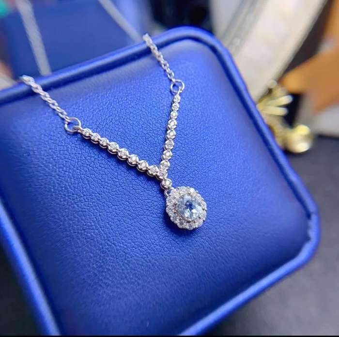 925 Silver Natural Aquamarine Necklace