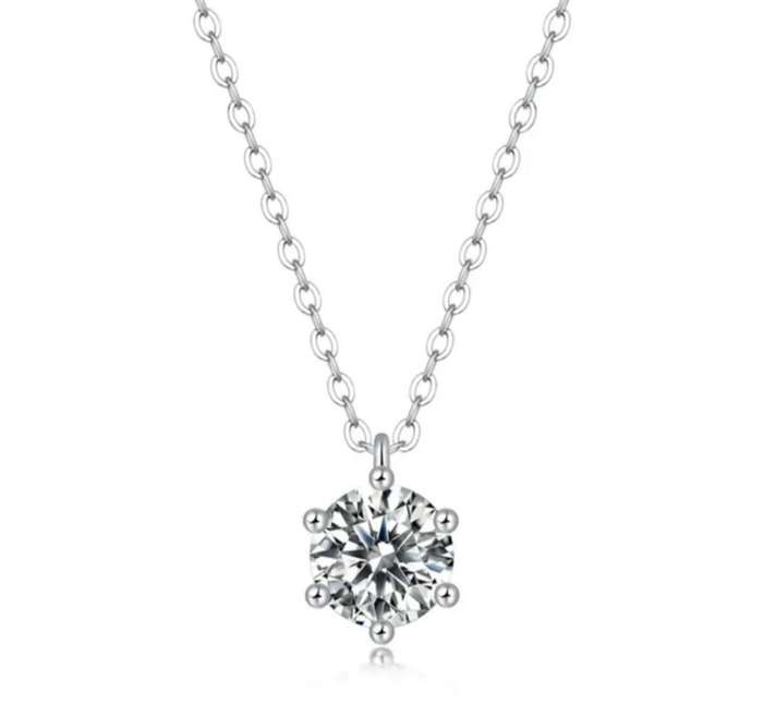 SPECIAL -2ct Moissanite 6 Claw Necklace