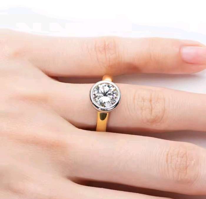 3ct Brilliant Cut Moissanite Bezel Setting Ring